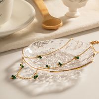 304 Stainless Steel Malachite 18K Gold Plated Simple Style Classic Style Plating Solid Color Necklace main image 4
