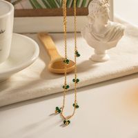 304 Stainless Steel Malachite 18K Gold Plated Simple Style Classic Style Plating Solid Color Necklace main image 6
