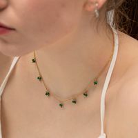 304 Stainless Steel Malachite 18K Gold Plated Simple Style Classic Style Plating Solid Color Necklace main image 1