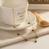 304 Stainless Steel Malachite 18K Gold Plated Simple Style Classic Style Plating Solid Color Necklace main image 5