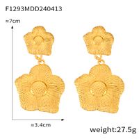 1 Par Casual Retro Ronda Forma De Corazón Flor Enchapado Embutido Acero Inoxidable 304 Perlas Artificiales Chapados en oro de 18k Pendientes De Gota main image 10