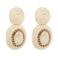 1 Pair Casual Vacation Classic Style Color Block Plating Inlay Alloy Raffia Rhinestones 14K Gold Plated Drop Earrings sku image 1