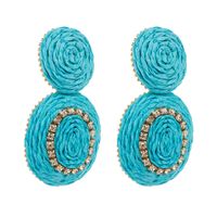 1 Pair Casual Vacation Classic Style Color Block Plating Inlay Alloy Raffia Rhinestones 14K Gold Plated Drop Earrings sku image 2