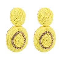 1 Pair Casual Vacation Classic Style Color Block Plating Inlay Alloy Raffia Rhinestones 14K Gold Plated Drop Earrings sku image 6
