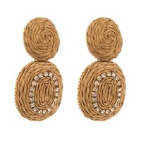 1 Pair Casual Vacation Classic Style Color Block Plating Inlay Alloy Raffia Rhinestones 14K Gold Plated Drop Earrings sku image 7