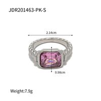 Simple Style Classic Style Rectangle 316 Stainless Steel  Zircon Rings In Bulk sku image 1