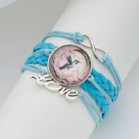 Estilo Moderno Estilo Clásico Letra Pájaro Cuero Sintético Embutido Vidrio Mujeres Pulsera main image 5