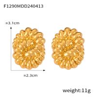 1 Pair Casual Retro Round Heart Shape Flower Plating Inlay 304 Stainless Steel Artificial Pearls 18K Gold Plated Drop Earrings sku image 6