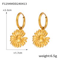 1 Pair Casual Retro Round Heart Shape Flower Plating Inlay 304 Stainless Steel Artificial Pearls 18K Gold Plated Drop Earrings sku image 9