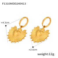 1 Pair Casual Retro Round Heart Shape Flower Plating Inlay 304 Stainless Steel Artificial Pearls 18K Gold Plated Drop Earrings sku image 10