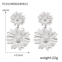 1 Pair Casual Retro Round Heart Shape Flower Plating Inlay 304 Stainless Steel Artificial Pearls 18K Gold Plated Drop Earrings sku image 11