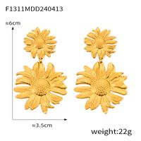 1 Pair Casual Retro Round Heart Shape Flower Plating Inlay 304 Stainless Steel Artificial Pearls 18K Gold Plated Drop Earrings sku image 12