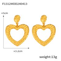 1 Pair Casual Retro Round Heart Shape Flower Plating Inlay 304 Stainless Steel Artificial Pearls 18K Gold Plated Drop Earrings sku image 14