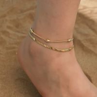 Hawaiian Tropical Solid Color 304 Stainless Steel Plating 18K Gold Plated Women's Anklet main image 4