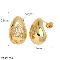 1 Pair Simple Style Water Droplets Plating Copper Zircon 18K Gold Plated Ear Studs main image 3