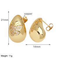 1 Pair Simple Style Water Droplets Plating Copper Zircon 18K Gold Plated Ear Studs main image 4