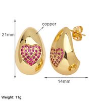 1 Pair Simple Style Water Droplets Plating Copper Zircon 18K Gold Plated Ear Studs main image 5