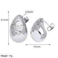 1 Pair Simple Style Water Droplets Plating Copper Zircon 18K Gold Plated Ear Studs main image 2