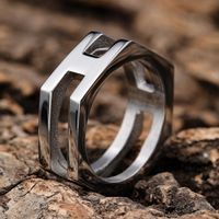 Hip-Hop Streetwear Geometric Solid Color 304 Stainless Steel Men's Rings main image 5