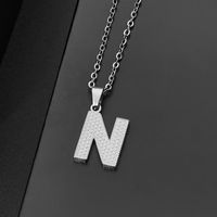 304 Stainless Steel Elegant Chain Letter Pendant Necklace sku image 14