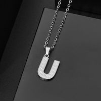 304 Stainless Steel Elegant Chain Letter Pendant Necklace sku image 21