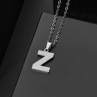 304 Stainless Steel Elegant Chain Letter Pendant Necklace sku image 26