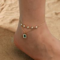 Hawaiian Tropical Solid Color 304 Stainless Steel Plating Inlay Shell 18K Gold Plated Women's Anklet main image 3