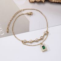 Hawaiian Tropical Solid Color 304 Stainless Steel Plating Inlay Shell 18K Gold Plated Women's Anklet main image 1