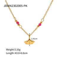 304 Stainless Steel 18K Gold Plated Simple Style Classic Style Plating Color Block Necklace sku image 3