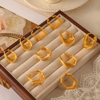 1 Pair Basic Modern Style Classic Style Hexagon Quadrilateral Plating Titanium Steel 18K Gold Plated Hoop Earrings main image 5