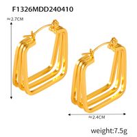 1 Pair Basic Modern Style Classic Style Hexagon Quadrilateral Plating Titanium Steel 18K Gold Plated Hoop Earrings main image 3