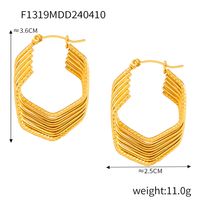 1 Pair Basic Modern Style Classic Style Hexagon Quadrilateral Plating Titanium Steel 18K Gold Plated Hoop Earrings main image 2