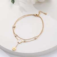 Hawaiian Tropical Solid Color 304 Stainless Steel Plating Inlay Shell 18K Gold Plated Women's Anklet main image 7