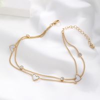 Hawaiian Tropical Solid Color 304 Stainless Steel Plating Inlay Shell 18K Gold Plated Women's Anklet main image 9