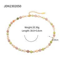 304 Stainless Steel Natural Stone 18K Gold Plated Vacation Sweet Beaded Color Block Necklace main image 6