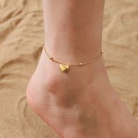 Hawaiian Tropical Cool Style Solid Color 304 Stainless Steel Plating Inlay Shell 18K Gold Plated Women's Anklet main image 3