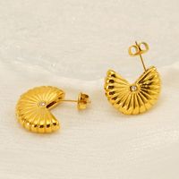 1 Pair Cute Classic Style Solid Color Plating Inlay 304 Stainless Steel Rhinestones 18K Gold Plated Drop Earrings main image 4