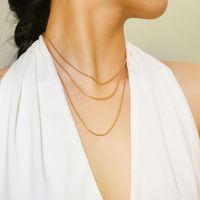 201 Stainless Steel Gold Plated Simple Style Solid Color Three Layer Necklace main image 5