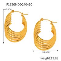1 Pair Basic Modern Style Classic Style Hexagon Quadrilateral Plating Titanium Steel 18K Gold Plated Hoop Earrings sku image 2