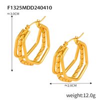 1 Pair Basic Modern Style Classic Style Hexagon Quadrilateral Plating Titanium Steel 18K Gold Plated Hoop Earrings sku image 4