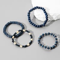 Simple Style Solid Color Wooden Beads Polishing Men's Bracelets sku image 1