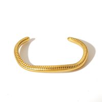 304 Stainless Steel 18K Gold Plated Basic Classic Style Plating Geometric Solid Color Bangle main image 7