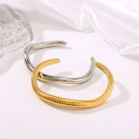 304 Stainless Steel 18K Gold Plated Basic Classic Style Plating Geometric Solid Color Bangle main image 6