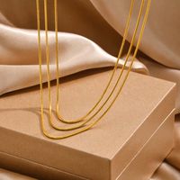 201 Stainless Steel Gold Plated Simple Style Solid Color Three Layer Necklace main image 3