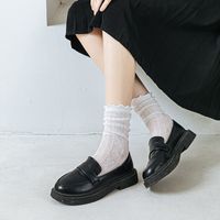 Women's Cute Simple Style Solid Color Lace Cotton Ankle Socks A Pair main image 1