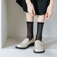 Women's Cute Simple Style Solid Color Lace Cotton Ankle Socks A Pair main image 4