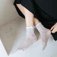 Women's Cute Simple Style Solid Color Lace Cotton Ankle Socks A Pair main image 5