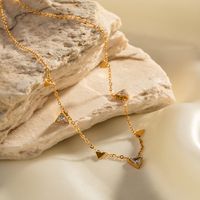 304 Stainless Steel 18K Gold Plated Simple Style Classic Style Plating Inlay Solid Color Zircon Necklace main image 1