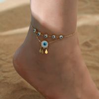 Hawaiian Tropical Cool Style Eye Solid Color Butterfly 304 Stainless Steel Plating Inlay Shell 18K Gold Plated Women's Anklet main image 9