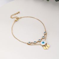 Hawaiian Tropical Cool Style Eye Solid Color Butterfly 304 Stainless Steel Plating Inlay Shell 18K Gold Plated Women's Anklet main image 1